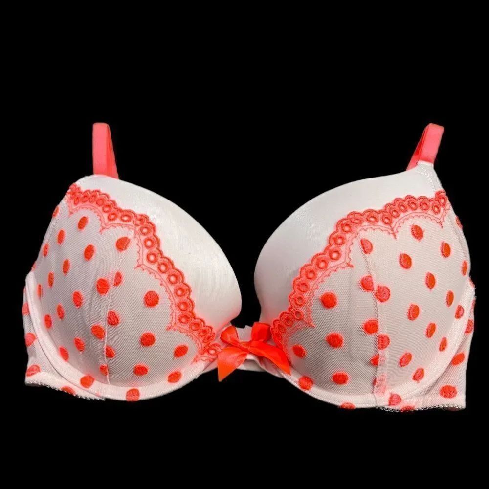 Victoria’s Secret Very Sexy Push up Padded dot embroidered mesh bra 32D